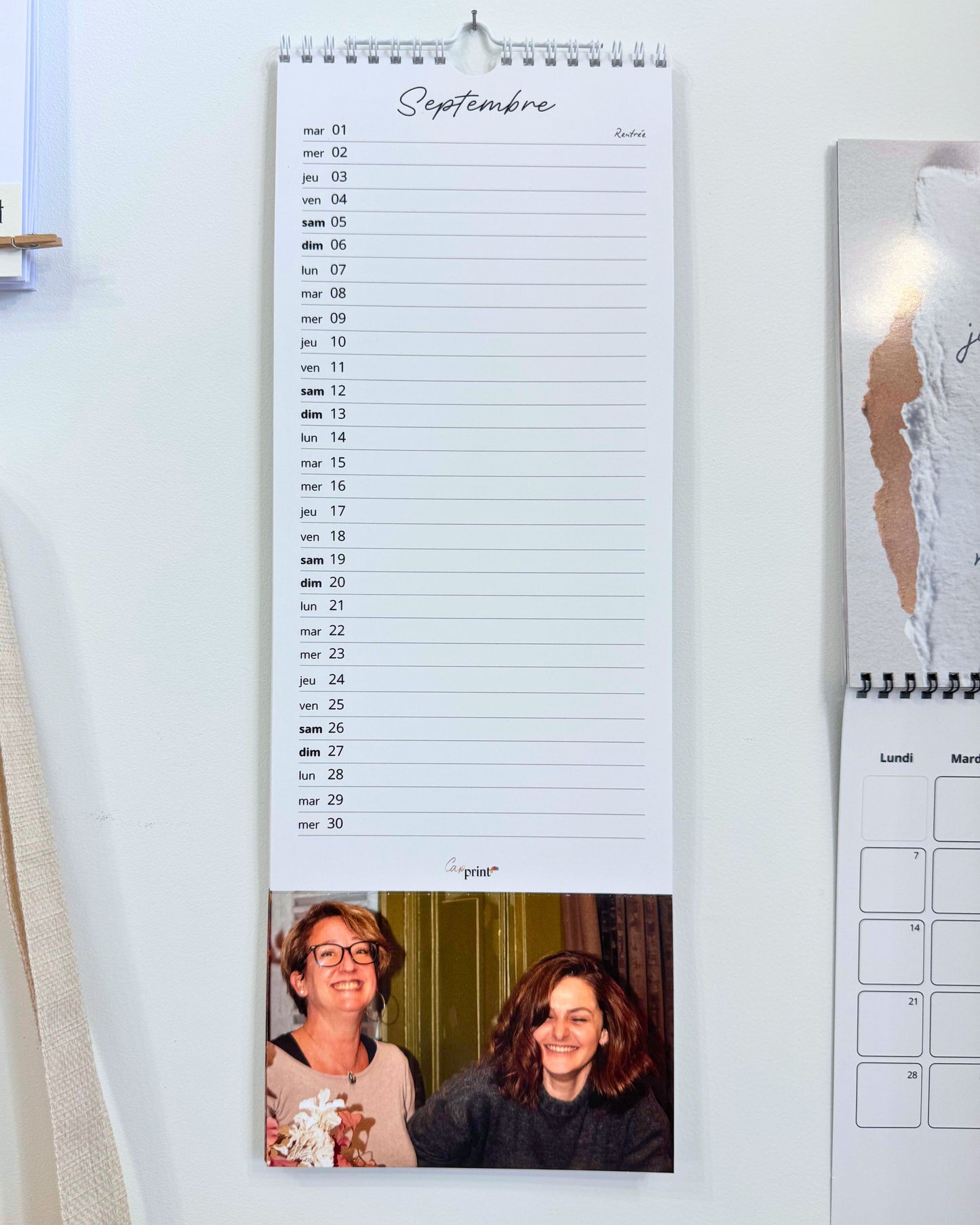 Calendrier mural photos détachables personnalisable (15x40cm)
