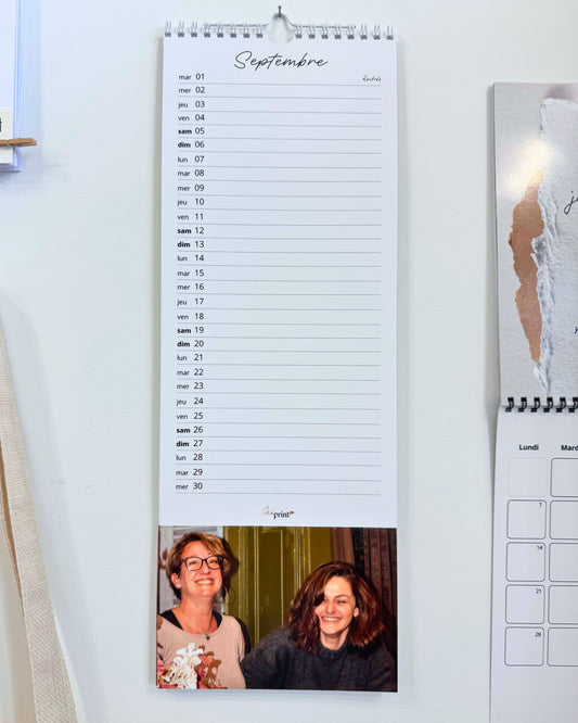 Calendrier mural photos détachables personnalisable (15x40cm)