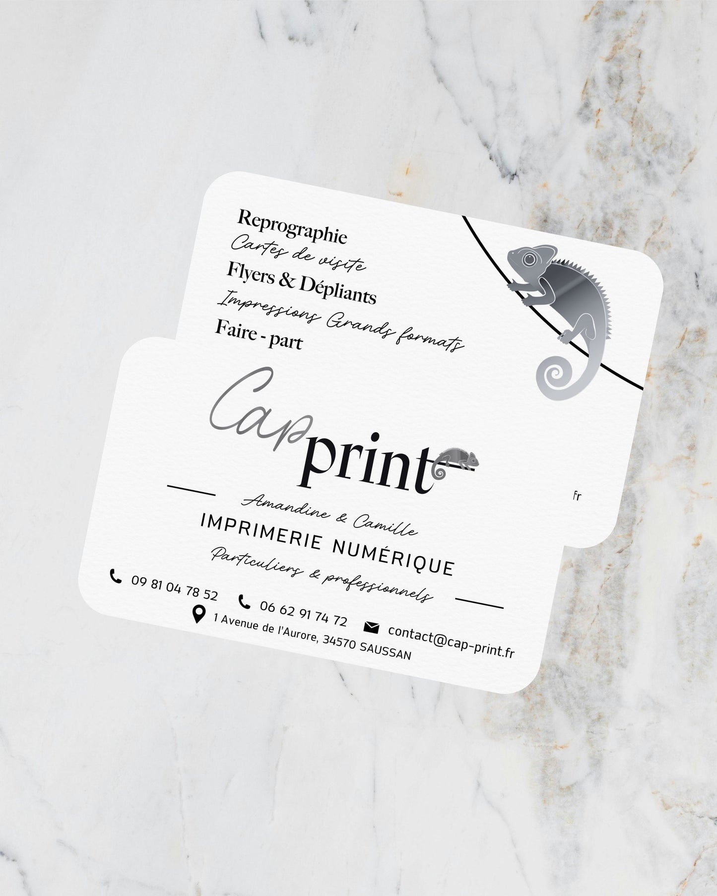 Cartes de visite rectangles noir et blanc