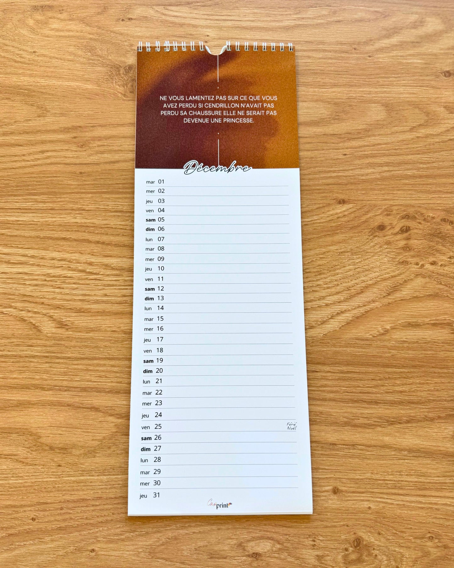 Calendrier mural personnalisable (15x40cm)