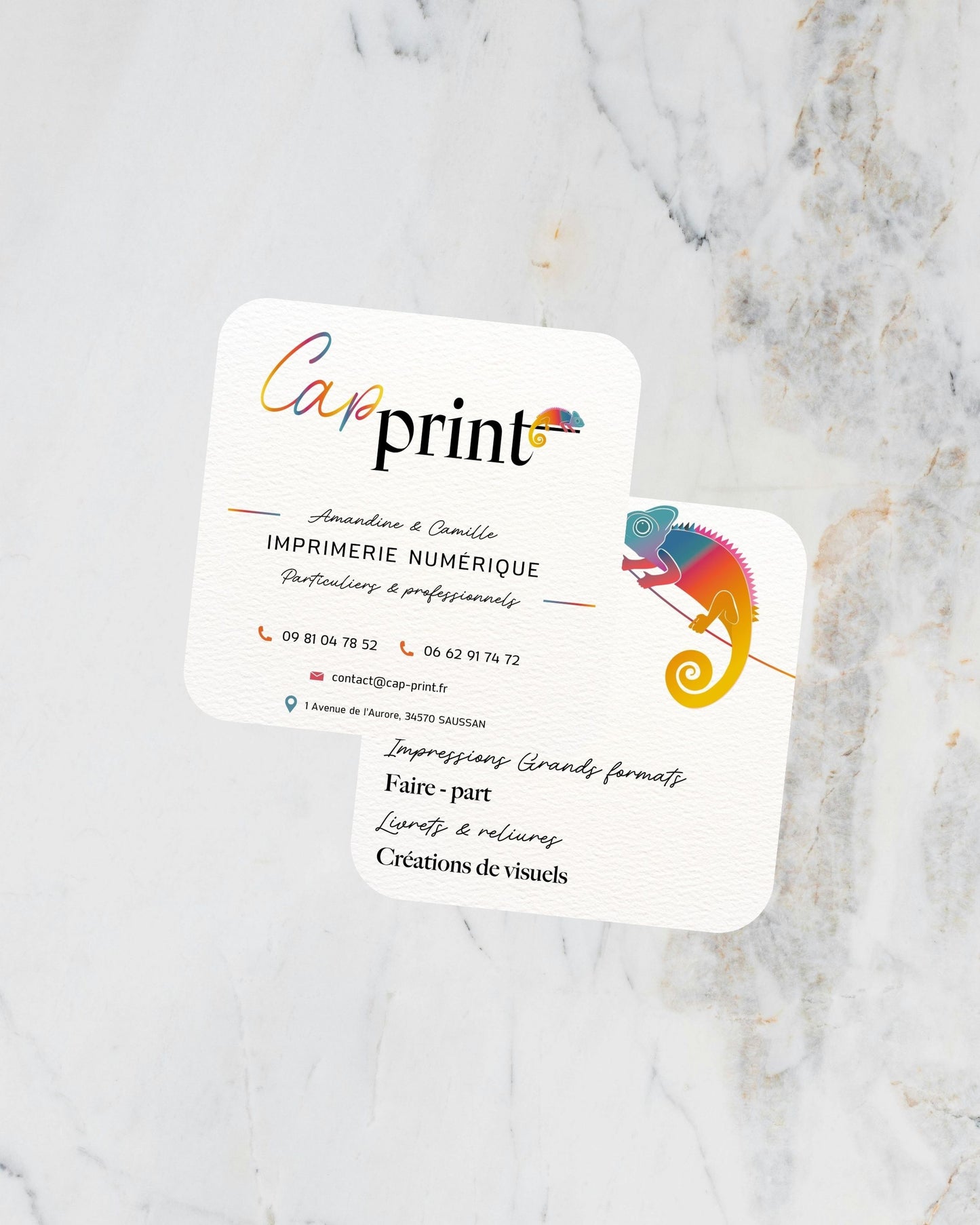Cartes de visite carrés couleur