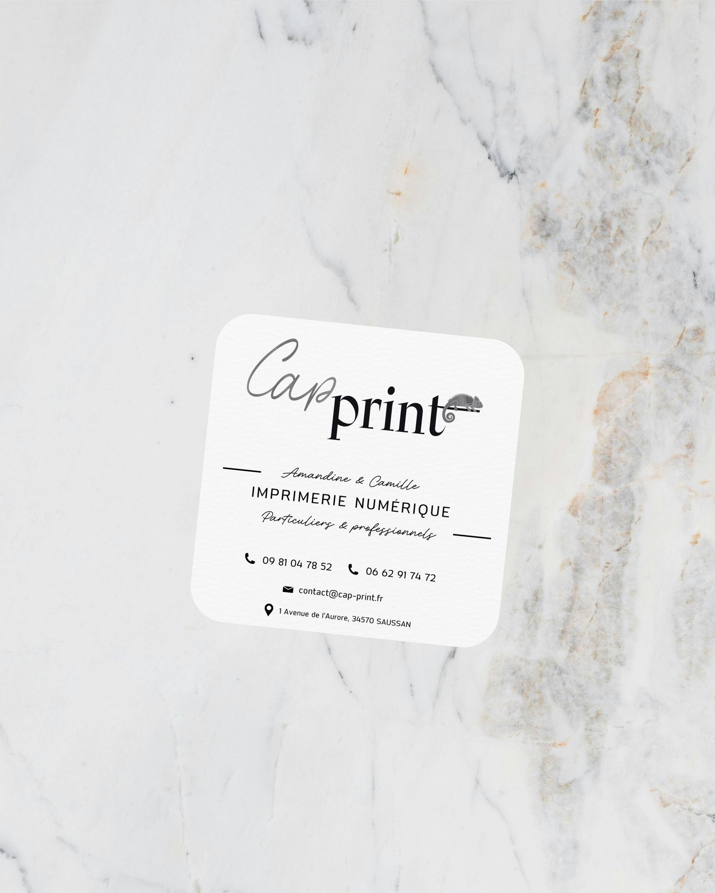 Cartes de visite carrés noir et blanc