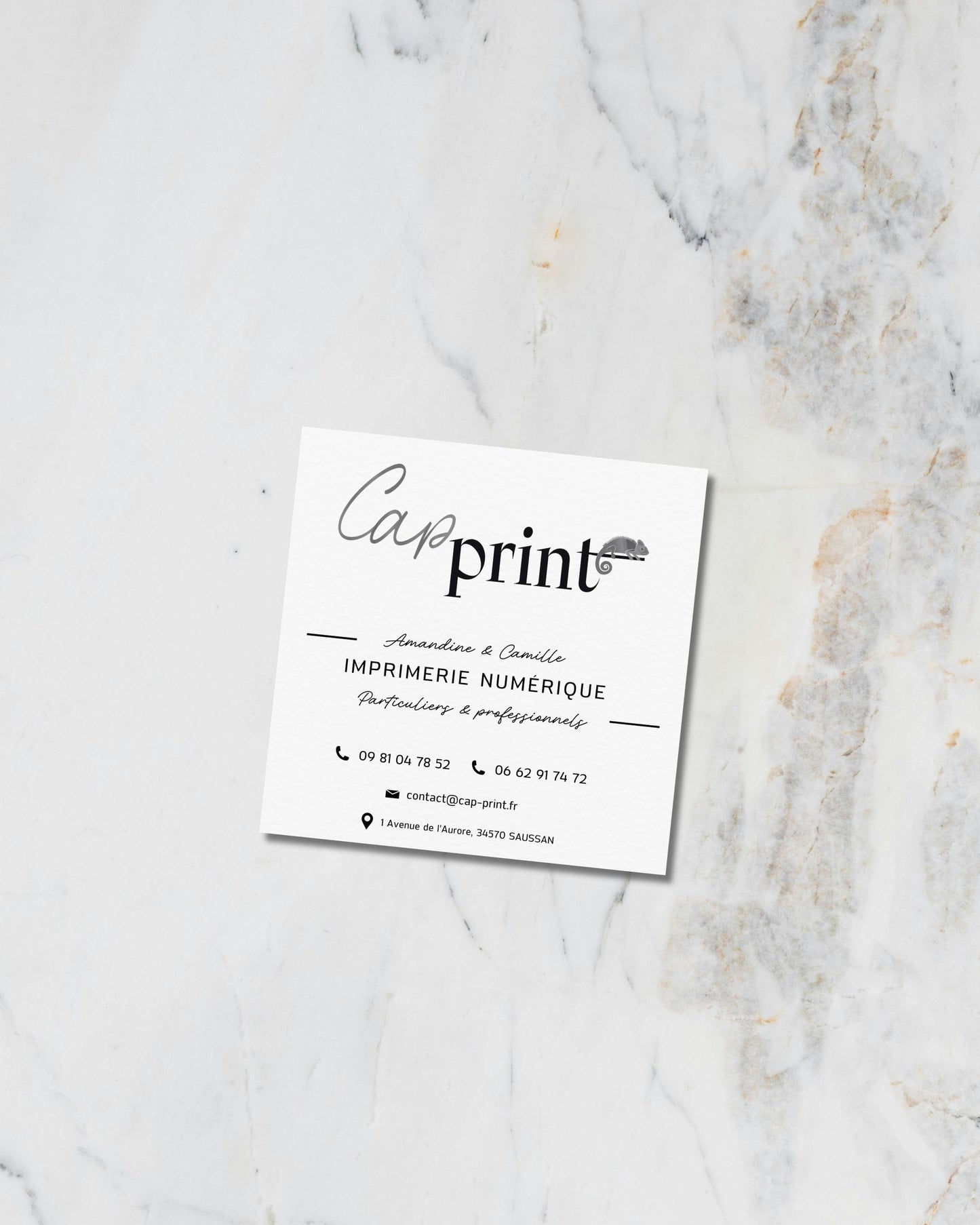 Cartes de visite carrés noir et blanc