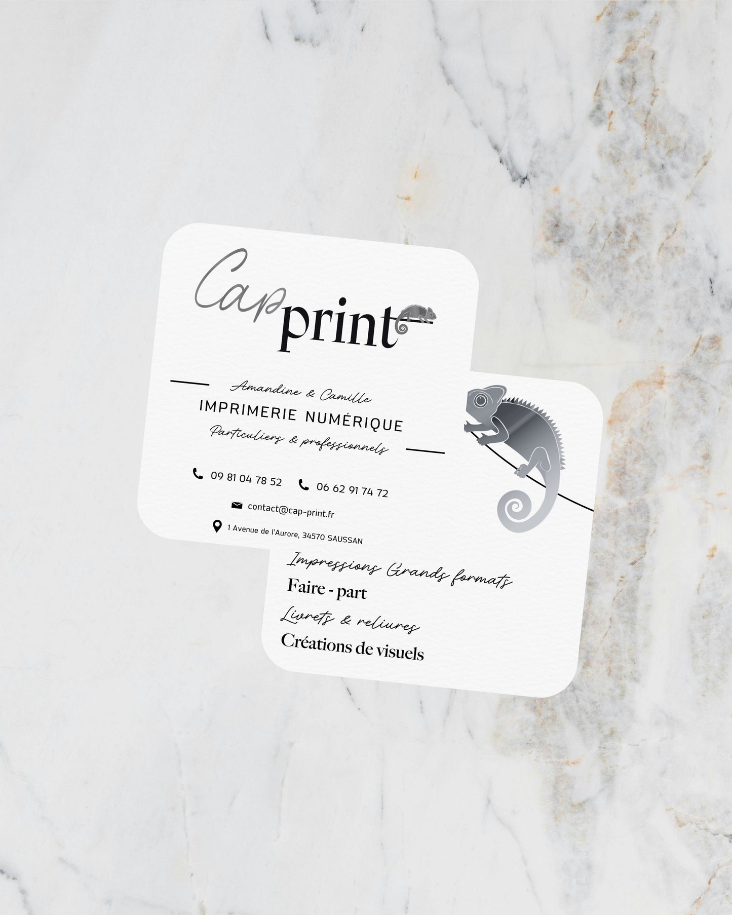 Cartes de visite carrés noir et blanc