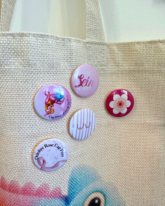 Lot de 5 Badges - Octobre rose