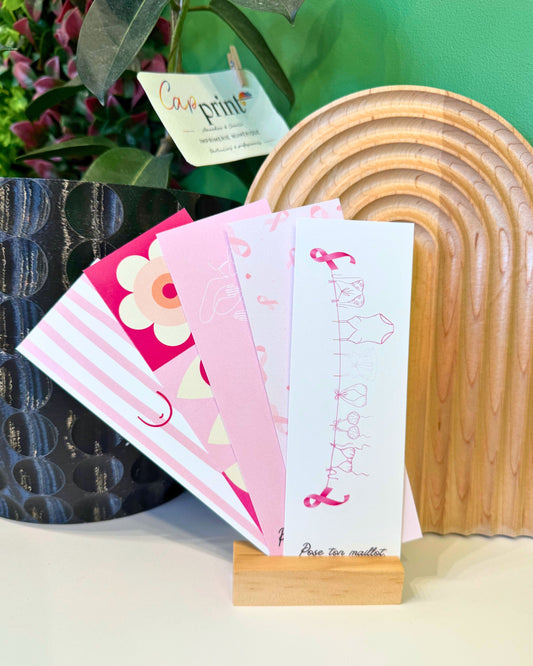 Lot de 5 Marque-pages - Octobre rose